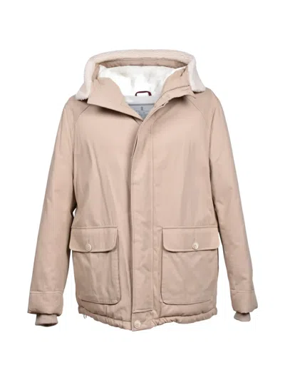 Brunello Cucinelli Quilted Shearling-lined Parka Jacket In Multi