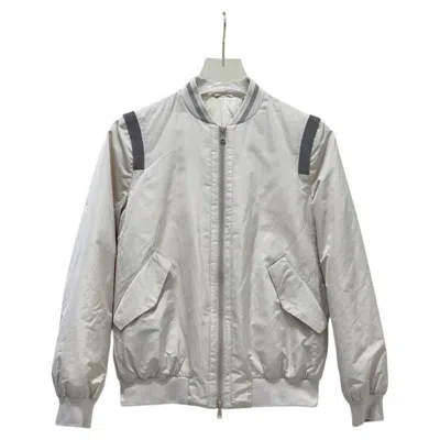 Pre-owned Brunello Cucinelli Quilted Silk Blend Bomber Jacket Sz.40 In Gray