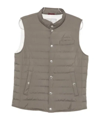 Brunello Cucinelli Quilted Sleeveless Gilet In Gray
