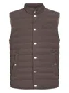 Brunello Cucinelli Quilted Snap-button Gilet In Brown