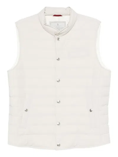 Brunello Cucinelli Quilted Snap-fit Fastening Vest In White