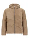 Brunello Cucinelli Suede Down Jacket Puffer Jackets Beige In Brown