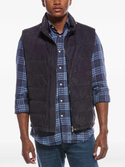 Brunello Cucinelli Quilted Suede Gilet In Blue