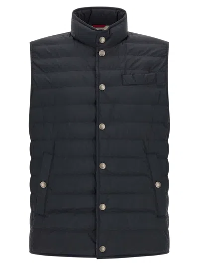 Brunello Cucinelli Quilted Techno Fabric Vest In Black