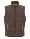 Brunello Cucinelli High Collar Quilted Vest In Brown