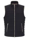 Brunello Cucinelli Quilted High Collar Sleeveless Vest With Side Zip Pockets In Black