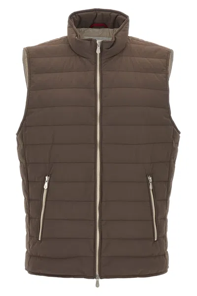 Brunello Cucinelli Quilted Vest In Brown