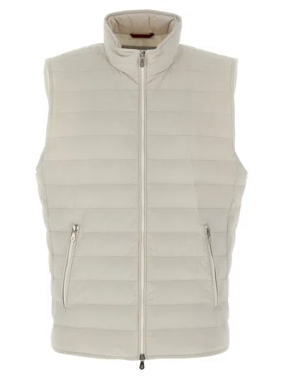 Brunello Cucinelli Quilted Vest In Water-repellent Technical Fabric In Neutral