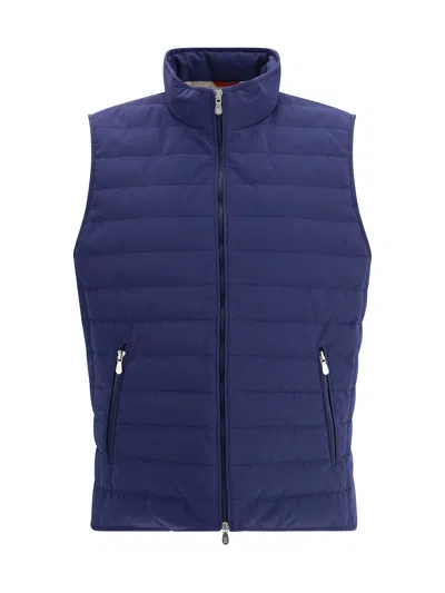 Brunello Cucinelli Quilted Vest Jacket In Blue