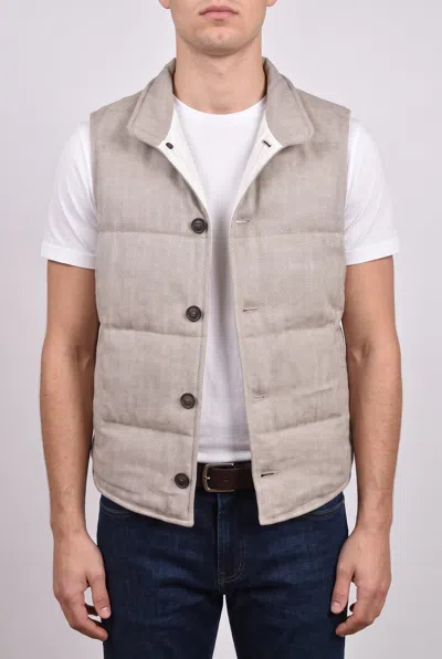 Brunello Cucinelli Quilted Wool Blend Vest In Neutral