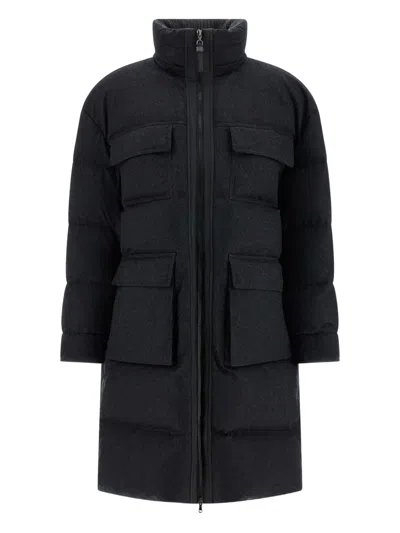 Brunello Cucinelli Quilted Zip Jacket In Gray