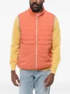 Brunello Cucinelli Down Vest With Front Zip In Orange