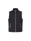 Brunello Cucinelli Quilted High Collar Sleeveless Vest With Side Zip Pockets In Blue