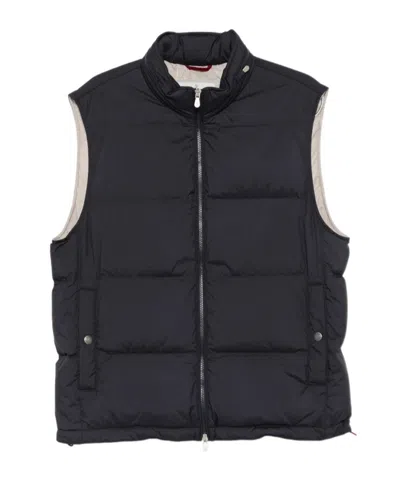 Brunello Cucinelli Quilted Zip-up Jacket In Black