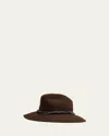 Brunello Cucinelli Rabbit Felt Fedora Hat With Monili Trim In Brown