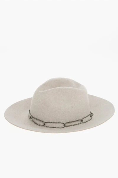 Brunello Cucinelli Rabbit Felt Panama Hat With Jewel Detail Grösse M