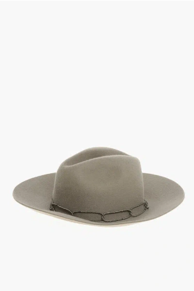 Brunello Cucinelli Rabbit Felt Panama Hat With Jewel Detail Grösse M