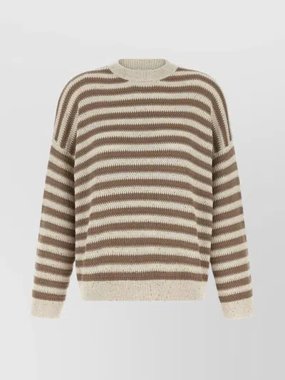 BRUNELLO CUCINELLI "RADIANT" CREW NECK STRIPED SWEATER