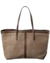 Brunello Cucinelli Raffia & Leather Tote In Brown