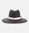 Brunello Cucinelli Straw Fedora With Wide Brim And Structured Crown In Black