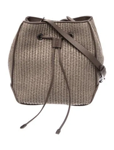 Pre-owned Brunello Cucinelli Raffia Bucket Bag In Gray