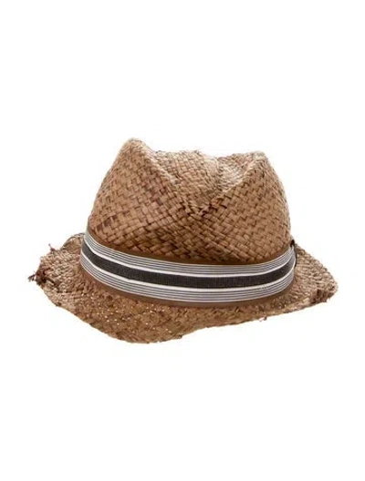 Pre-owned Brunello Cucinelli Raffia Bucket Hat In Brown