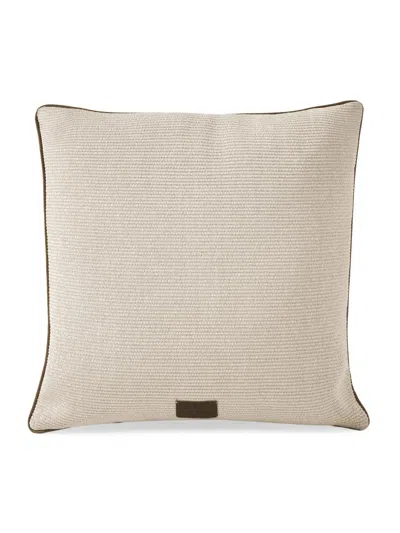 Brunello Cucinelli Raffia Effect Techno Cotton Maxi Cushion With Leather Piping In Brown