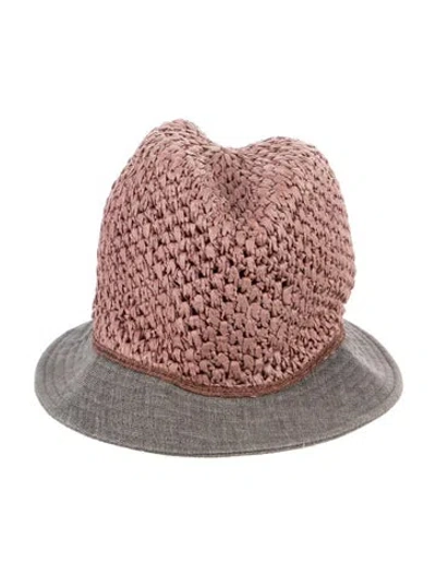 Pre-owned Brunello Cucinelli Raffia Knit Fedora In Pink