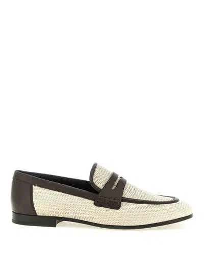 Brunello Cucinelli Raffia Loafers In Neutral
