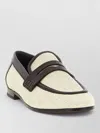 Brunello Cucinelli Raffia Loafers Textured Finish Two Tone Design In Brown
