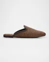 Brunello Cucinelli Raffia Monili Loafer Mules In Dark Beige
