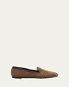 Brunello Cucinelli Raffia Monili Slip-on Loafers In Ice