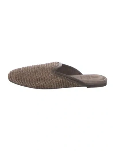 Pre-owned Brunello Cucinelli Raffia Mules W/ Tags In Brown