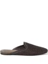 Brunello Cucinelli Monili-embellished Raffia Slippers In Brown