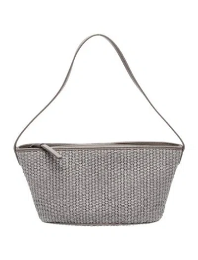 Pre-owned Brunello Cucinelli Raffia Shoulder Bag In Gray