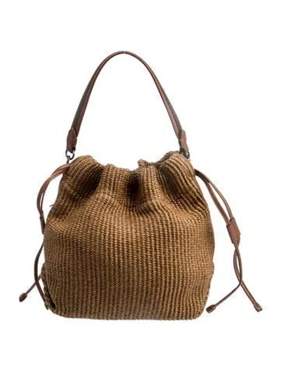 Pre-owned Brunello Cucinelli Raffia Top Handle Bag In Neutral
