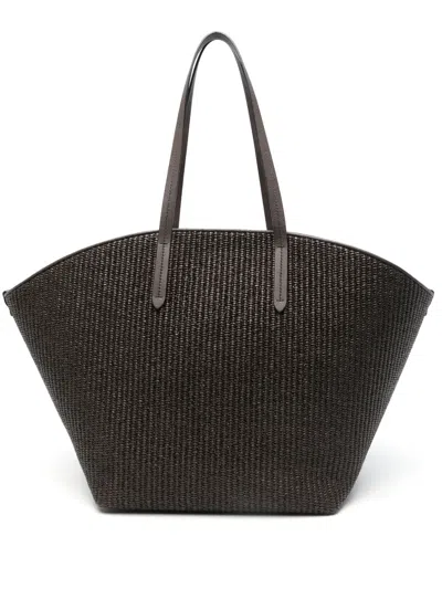Brunello Cucinelli Raffia Tote Bag In Brown