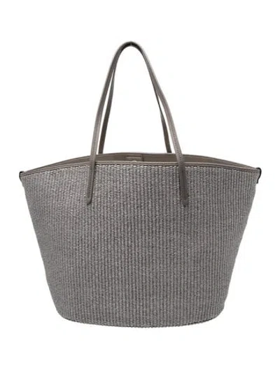 Pre-owned Brunello Cucinelli Raffia Tote In Gray
