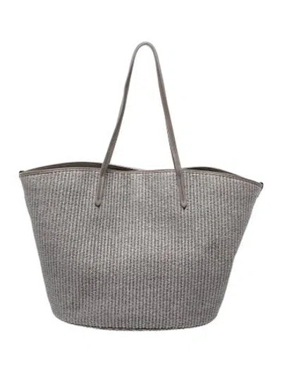 Pre-owned Brunello Cucinelli Raffia Tote In Gray