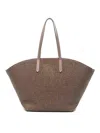 Brunello Cucinelli Woven Texture Tote Bag With Long Handles In Brown
