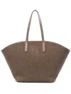Brunello Cucinelli Woven Texture Tote Bag With Long Handles In White