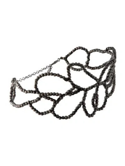 Pre-owned Brunello Cucinelli Ramage Choker Collar Necklace, 17" In Gray