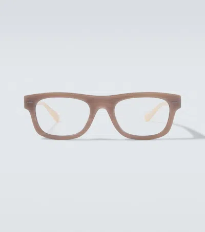 Brunello Cucinelli Rectangular Glasses In Brown