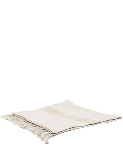 Brunello Cucinelli Rectangular-shape Stripe-print Blanket In Neutrals