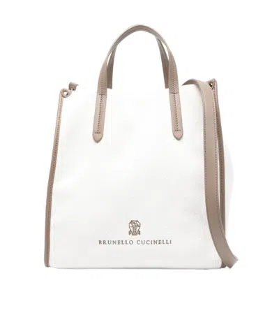 Brunello Cucinelli Rectangular Shoulder Bag In White