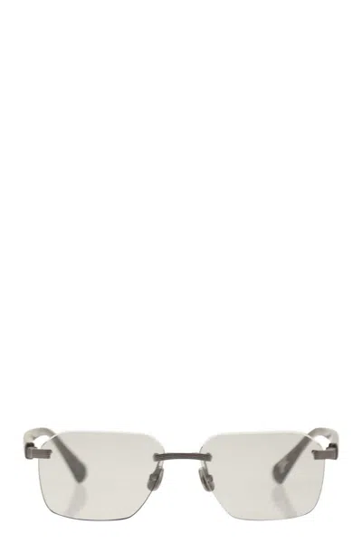 BRUNELLO CUCINELLI BRUNELLO CUCINELLI RECTANGULAR TITANIUM SUNGLASSES