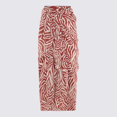 Brunello Cucinelli Red And White Midi Skirt In Multicolor