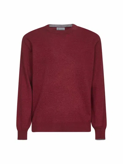 Brunello Cucinelli Red Cashmere Crewneck Sweater In Brown