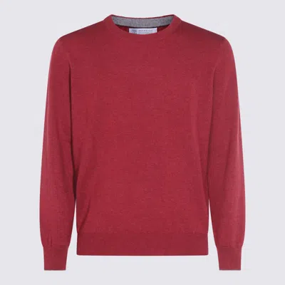Brunello Cucinelli Cashmere Crew Neck Sweater In Red