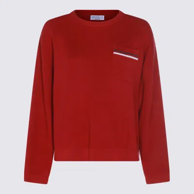Brunello Cucinelli Red Cotton Knitwear